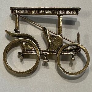 Zentall Vintage antique car surreyBicycle  Gold Brooch